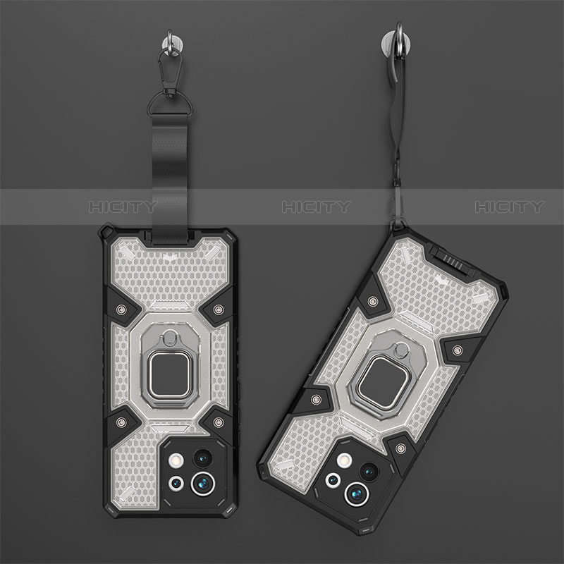 Funda Bumper Silicona y Plastico Mate Carcasa con Magnetico Anillo de dedo Soporte R12 para Xiaomi Mi 11 5G Gris