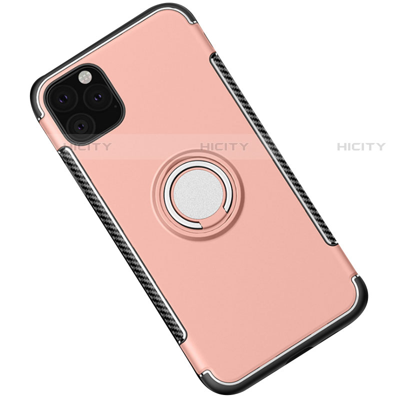 Funda Bumper Silicona y Plastico Mate Carcasa con Magnetico Anillo de dedo Soporte S01 para Apple iPhone 11 Pro Max