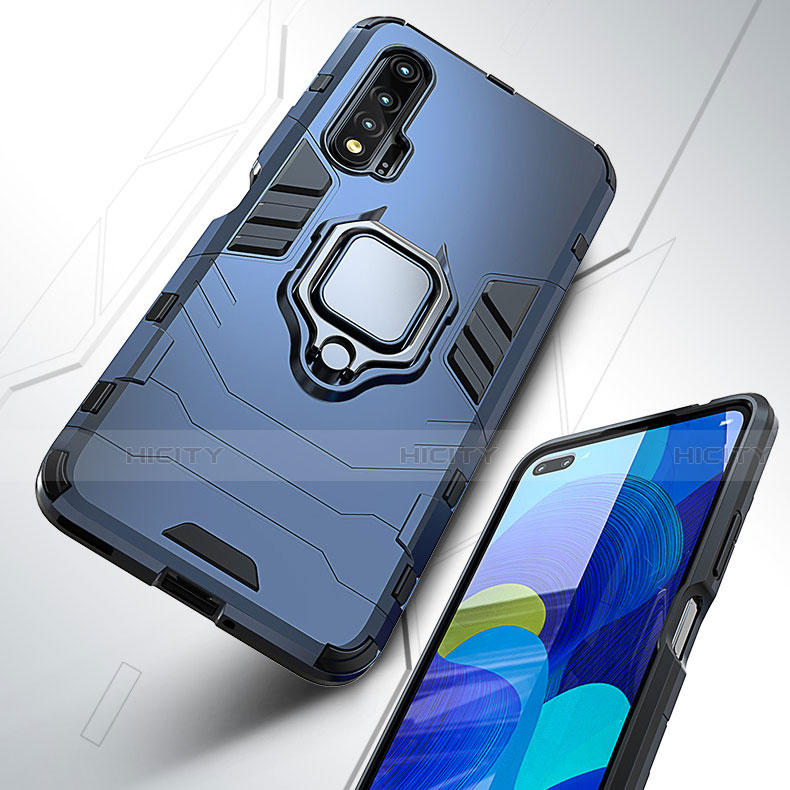 Funda Bumper Silicona y Plastico Mate Carcasa con Magnetico Anillo de dedo Soporte S01 para Huawei Nova 6