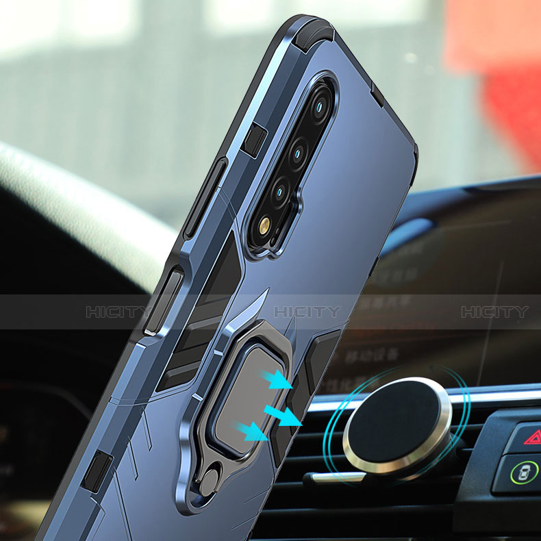 Funda Bumper Silicona y Plastico Mate Carcasa con Magnetico Anillo de dedo Soporte S01 para Huawei Nova 6 5G