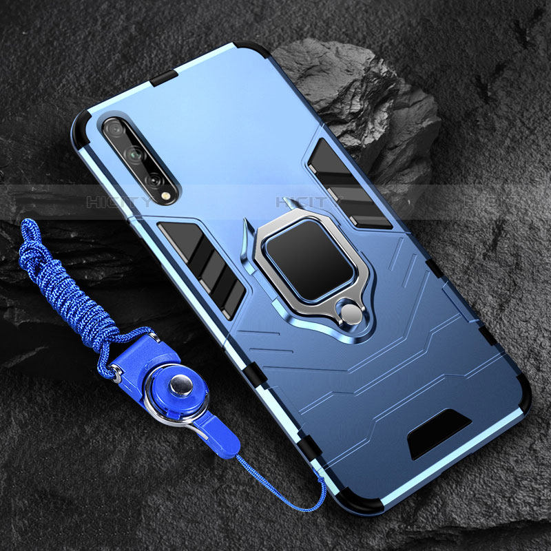 Funda Bumper Silicona y Plastico Mate Carcasa con Magnetico Anillo de dedo Soporte S01 para Huawei P smart S