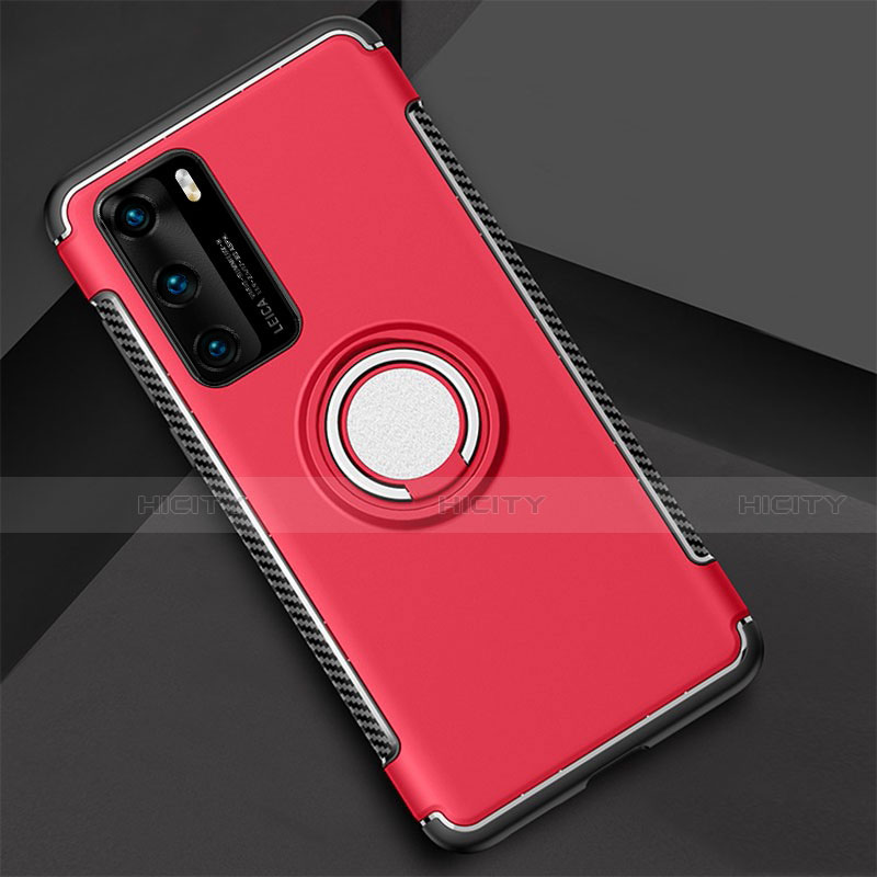 Funda Bumper Silicona y Plastico Mate Carcasa con Magnetico Anillo de dedo Soporte S01 para Huawei P40