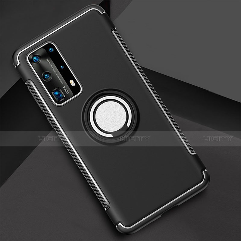 Funda Bumper Silicona y Plastico Mate Carcasa con Magnetico Anillo de dedo Soporte S01 para Huawei P40 Pro+ Plus