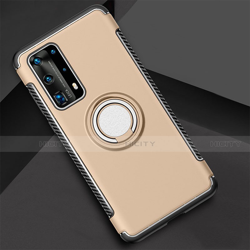 Funda Bumper Silicona y Plastico Mate Carcasa con Magnetico Anillo de dedo Soporte S01 para Huawei P40 Pro+ Plus