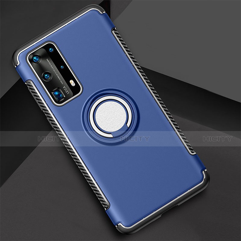 Funda Bumper Silicona y Plastico Mate Carcasa con Magnetico Anillo de dedo Soporte S01 para Huawei P40 Pro+ Plus