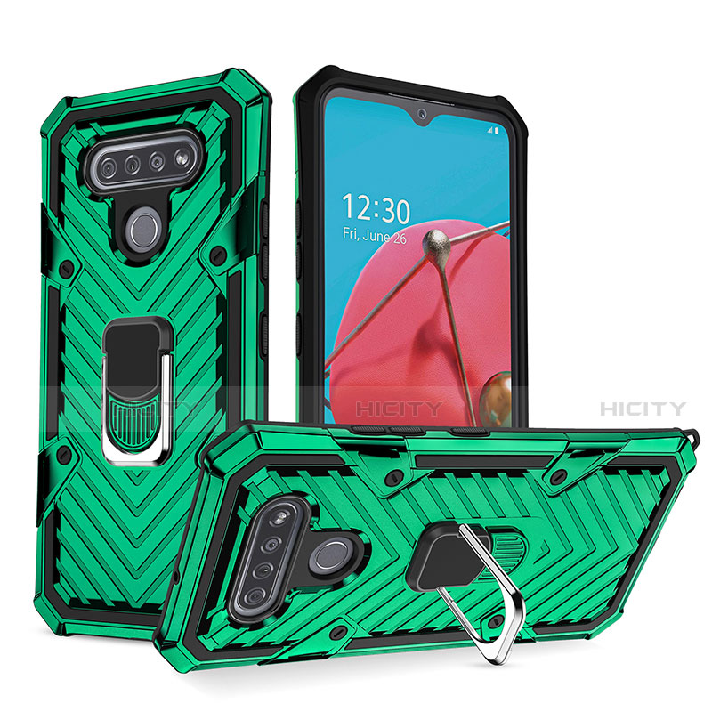 Funda Bumper Silicona y Plastico Mate Carcasa con Magnetico Anillo de dedo Soporte S01 para LG K51