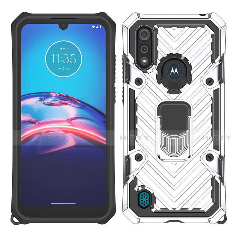 Funda Bumper Silicona y Plastico Mate Carcasa con Magnetico Anillo de dedo Soporte S01 para Motorola Moto E6s (2020)