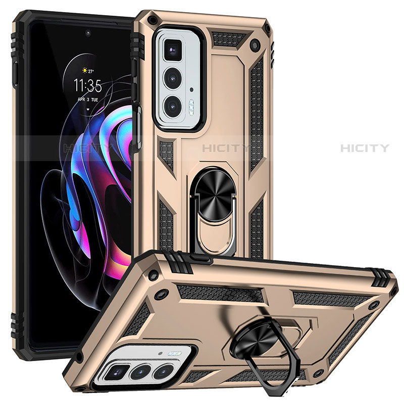 Funda Bumper Silicona y Plastico Mate Carcasa con Magnetico Anillo de dedo Soporte S01 para Motorola Moto Edge 20 Pro 5G