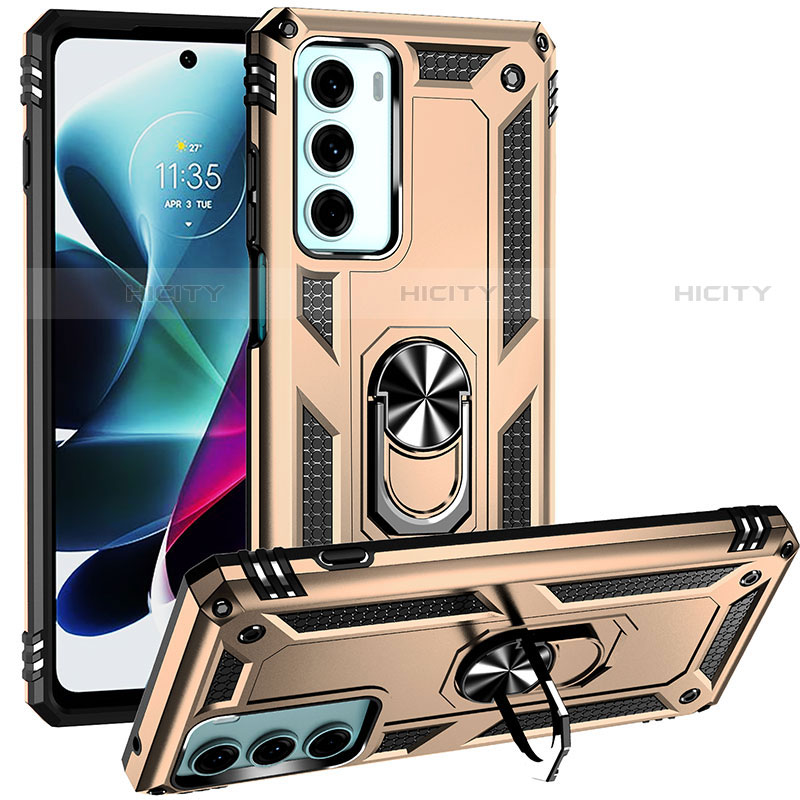 Funda Bumper Silicona y Plastico Mate Carcasa con Magnetico Anillo de dedo Soporte S01 para Motorola Moto Edge S30 5G