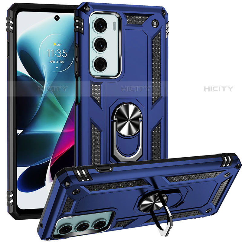 Funda Bumper Silicona y Plastico Mate Carcasa con Magnetico Anillo de dedo Soporte S01 para Motorola Moto Edge S30 5G