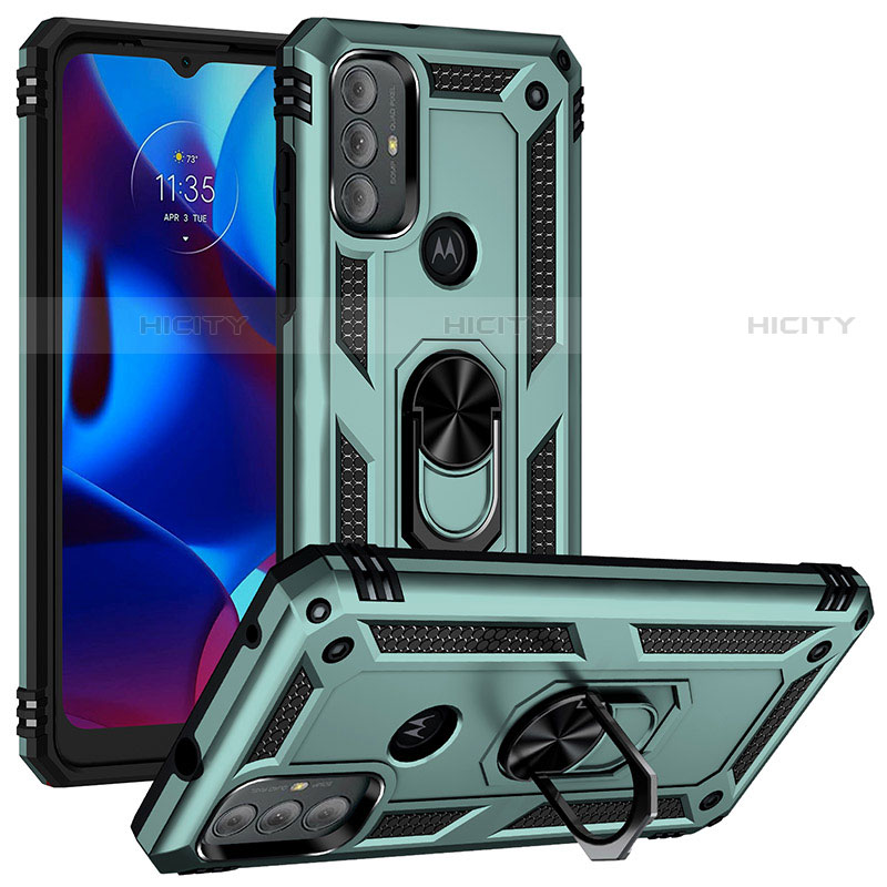 Funda Bumper Silicona y Plastico Mate Carcasa con Magnetico Anillo de dedo Soporte S01 para Motorola Moto G Play (2023)