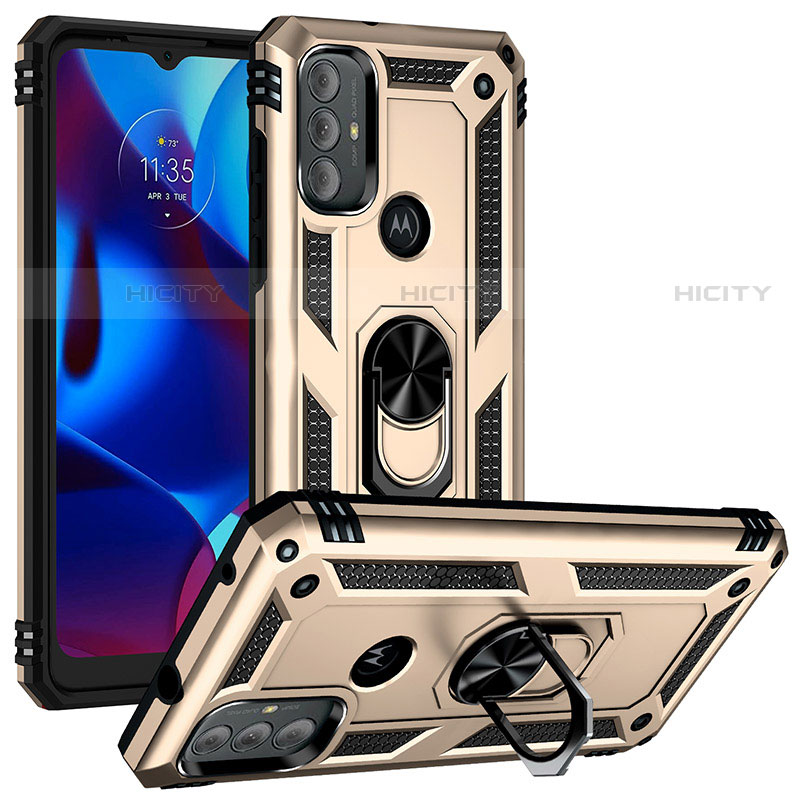 Funda Bumper Silicona y Plastico Mate Carcasa con Magnetico Anillo de dedo Soporte S01 para Motorola Moto G Play (2023)