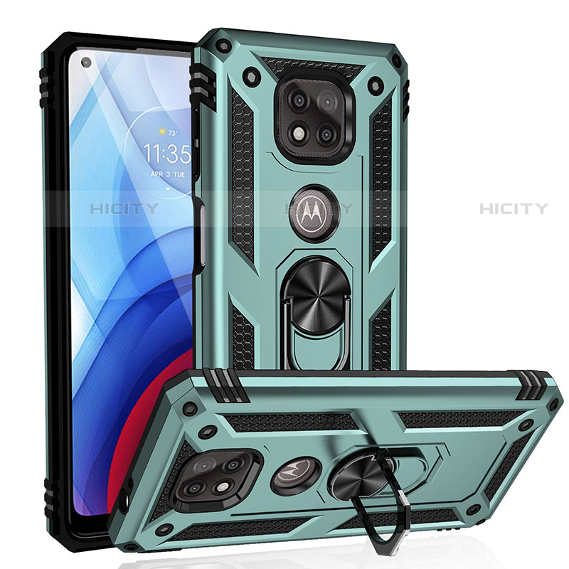 Funda Bumper Silicona y Plastico Mate Carcasa con Magnetico Anillo de dedo Soporte S01 para Motorola Moto G Power (2021) Verde