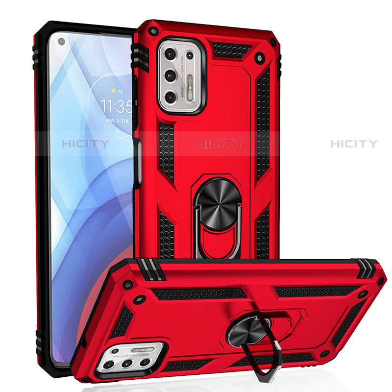 Funda Bumper Silicona y Plastico Mate Carcasa con Magnetico Anillo de dedo Soporte S01 para Motorola Moto G Stylus (2021)