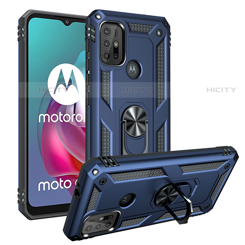 Funda Bumper Silicona y Plastico Mate Carcasa con Magnetico Anillo de dedo Soporte S01 para Motorola Moto G20