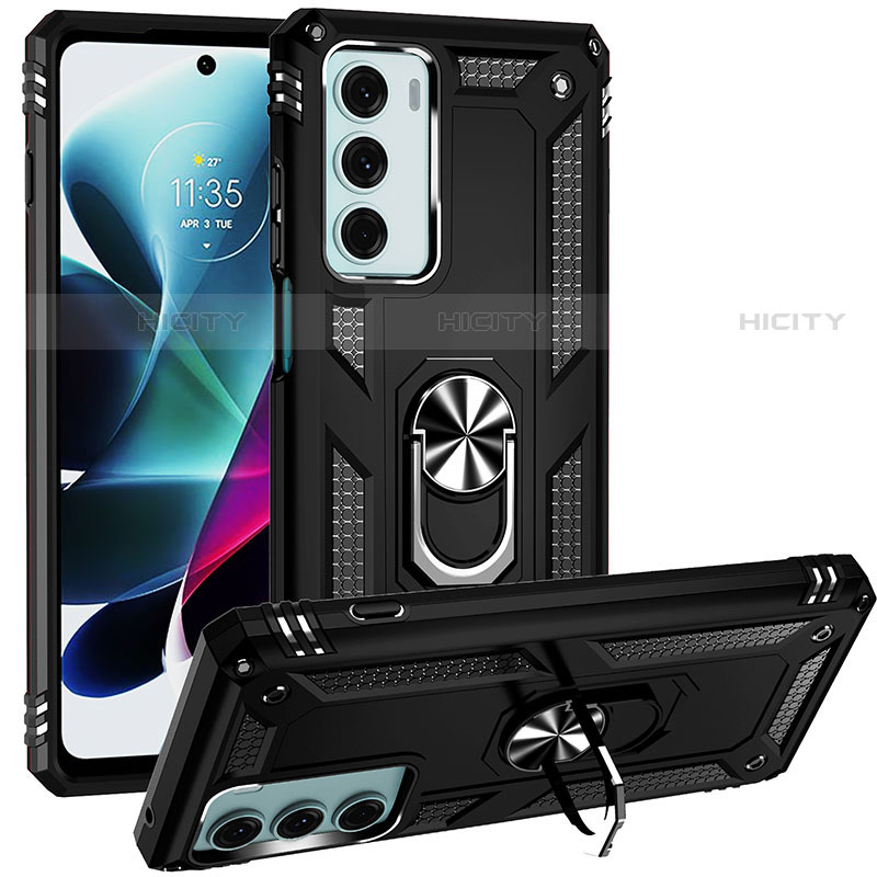 Funda Bumper Silicona y Plastico Mate Carcasa con Magnetico Anillo de dedo Soporte S01 para Motorola Moto G200 5G