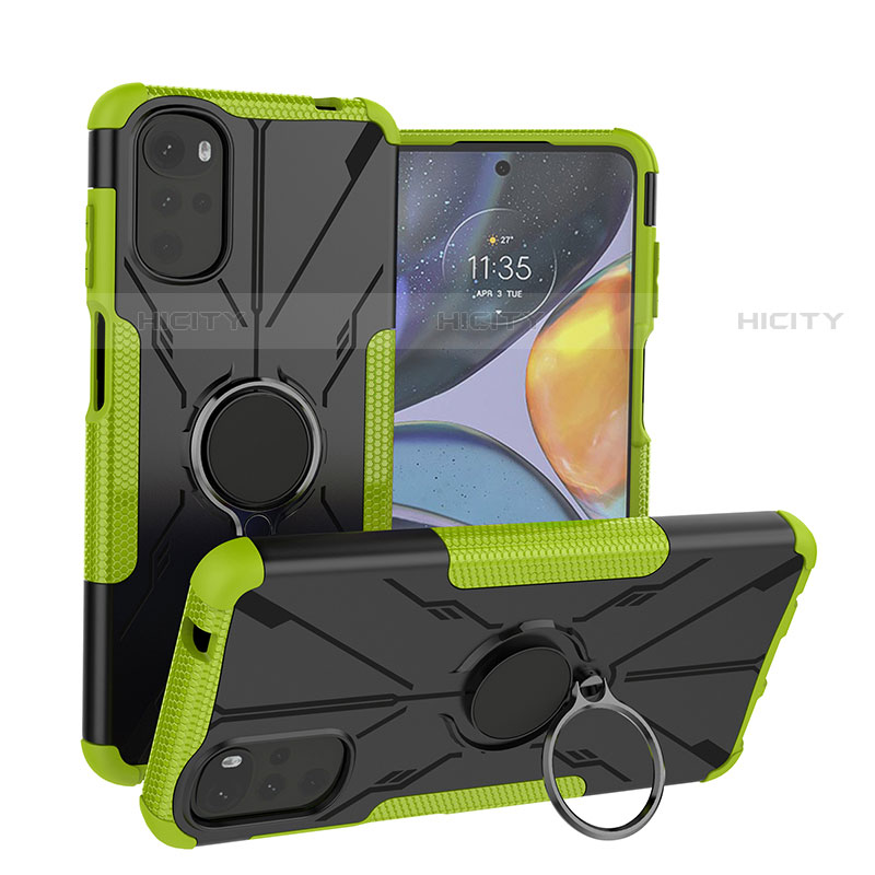 Funda Bumper Silicona y Plastico Mate Carcasa con Magnetico Anillo de dedo Soporte S01 para Motorola Moto G22