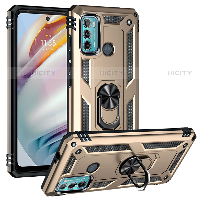 Funda Bumper Silicona y Plastico Mate Carcasa con Magnetico Anillo de dedo Soporte S01 para Motorola Moto G40 Fusion