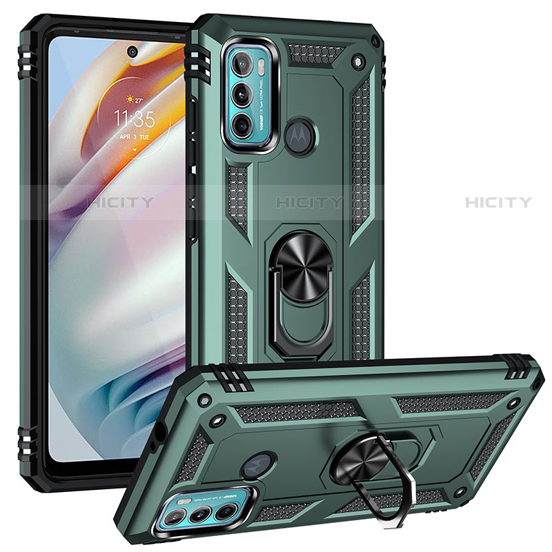 Funda Bumper Silicona y Plastico Mate Carcasa con Magnetico Anillo de dedo Soporte S01 para Motorola Moto G40 Fusion