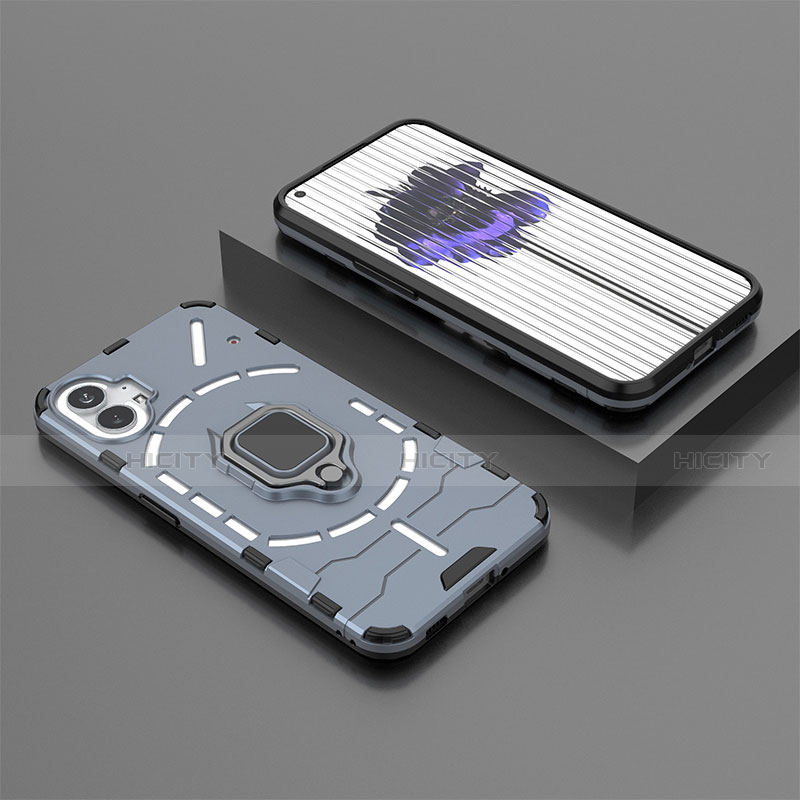 Funda Bumper Silicona y Plastico Mate Carcasa con Magnetico Anillo de dedo Soporte S01 para Nothing Phone 1