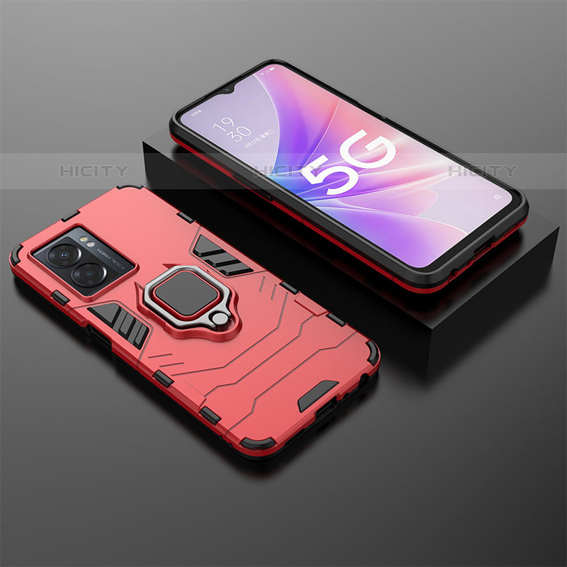 Funda Bumper Silicona y Plastico Mate Carcasa con Magnetico Anillo de dedo Soporte S01 para OnePlus Nord N300 5G