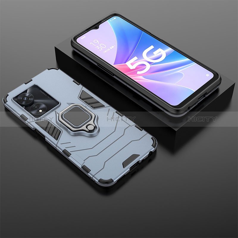 Funda Bumper Silicona y Plastico Mate Carcasa con Magnetico Anillo de dedo Soporte S01 para Oppo A1 5G