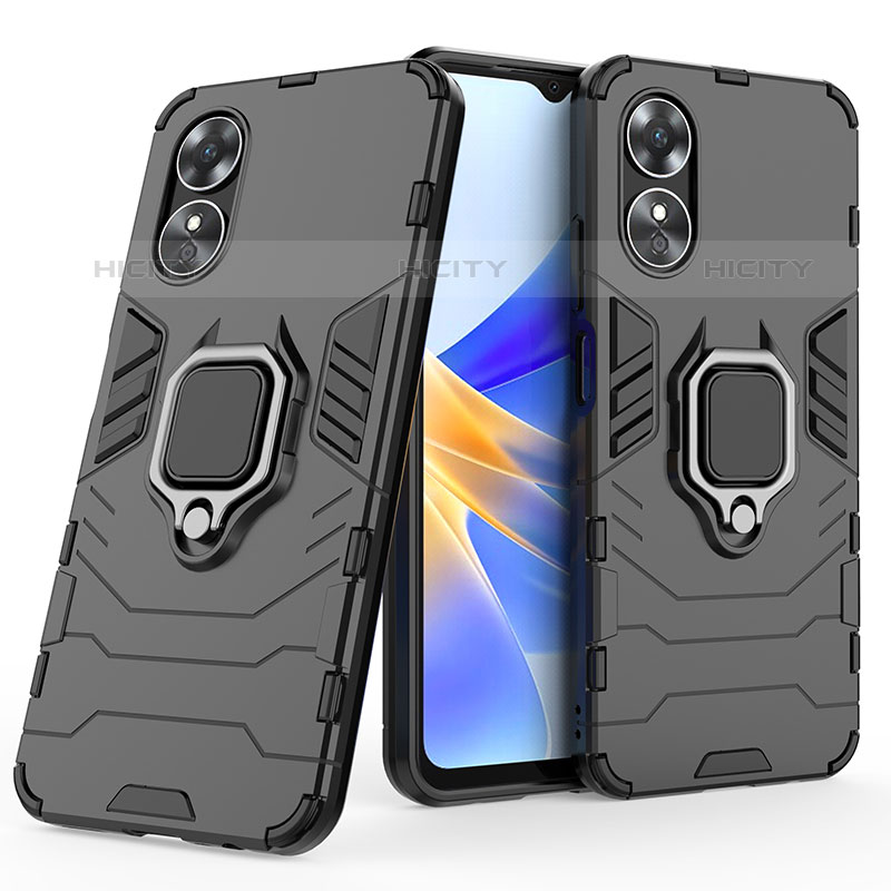 Funda Bumper Silicona y Plastico Mate Carcasa con Magnetico Anillo de dedo Soporte S01 para Oppo A17