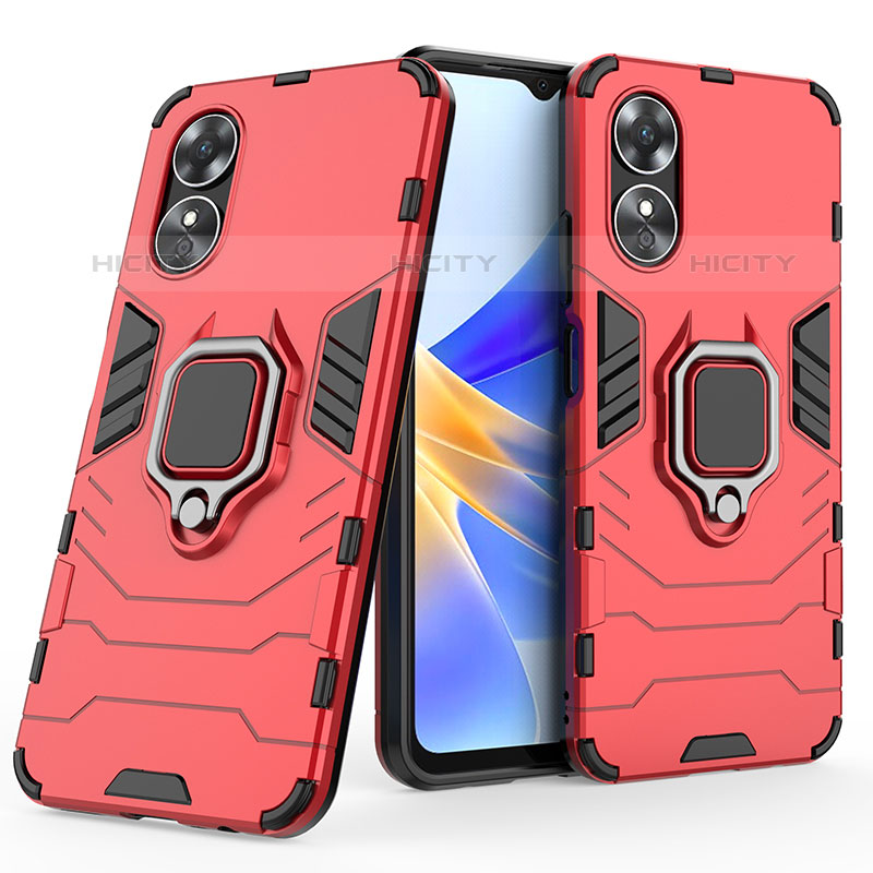 Funda Bumper Silicona y Plastico Mate Carcasa con Magnetico Anillo de dedo Soporte S01 para Oppo A17