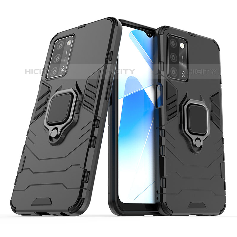 Funda Bumper Silicona y Plastico Mate Carcasa con Magnetico Anillo de dedo Soporte S01 para Oppo A53s 5G