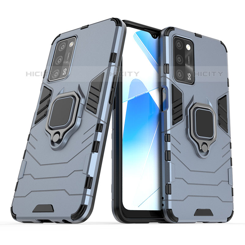 Funda Bumper Silicona y Plastico Mate Carcasa con Magnetico Anillo de dedo Soporte S01 para Oppo A53s 5G