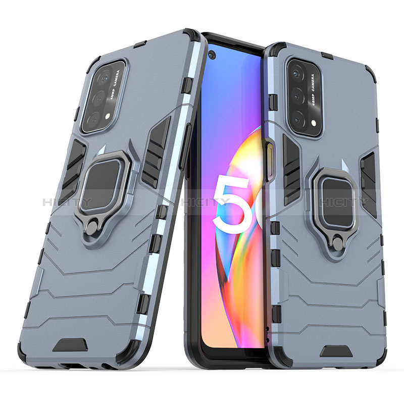 Funda Bumper Silicona y Plastico Mate Carcasa con Magnetico Anillo de dedo Soporte S01 para Oppo A54 5G