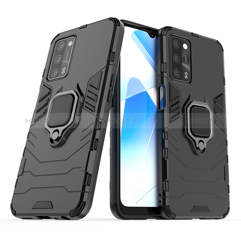 Funda Bumper Silicona y Plastico Mate Carcasa con Magnetico Anillo de dedo Soporte S01 para Oppo A56 5G