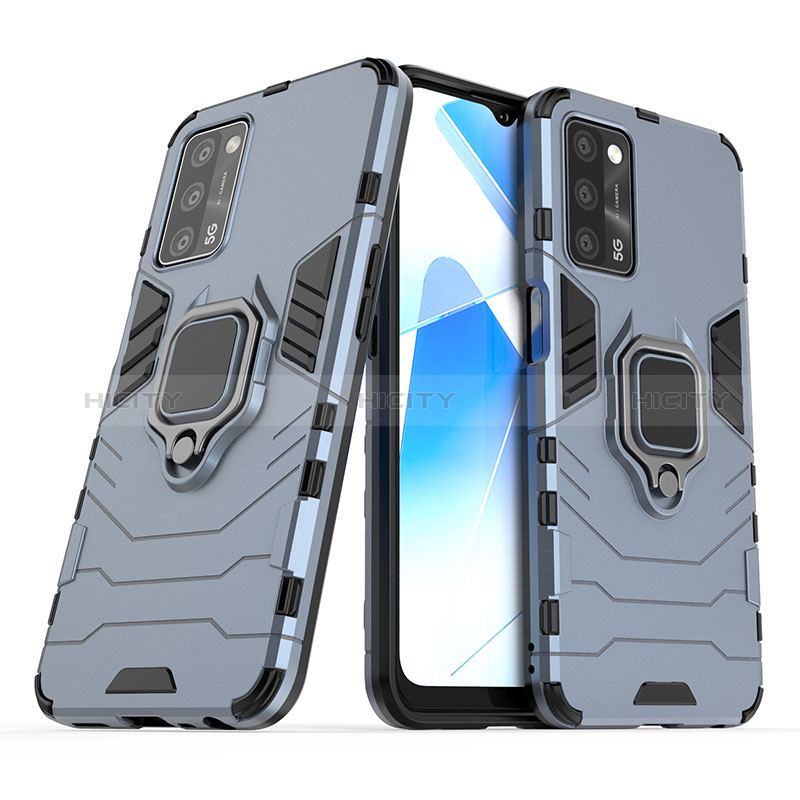 Funda Bumper Silicona y Plastico Mate Carcasa con Magnetico Anillo de dedo Soporte S01 para Oppo A56 5G