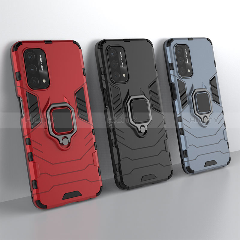 Funda Bumper Silicona y Plastico Mate Carcasa con Magnetico Anillo de dedo Soporte S01 para Oppo A74 5G