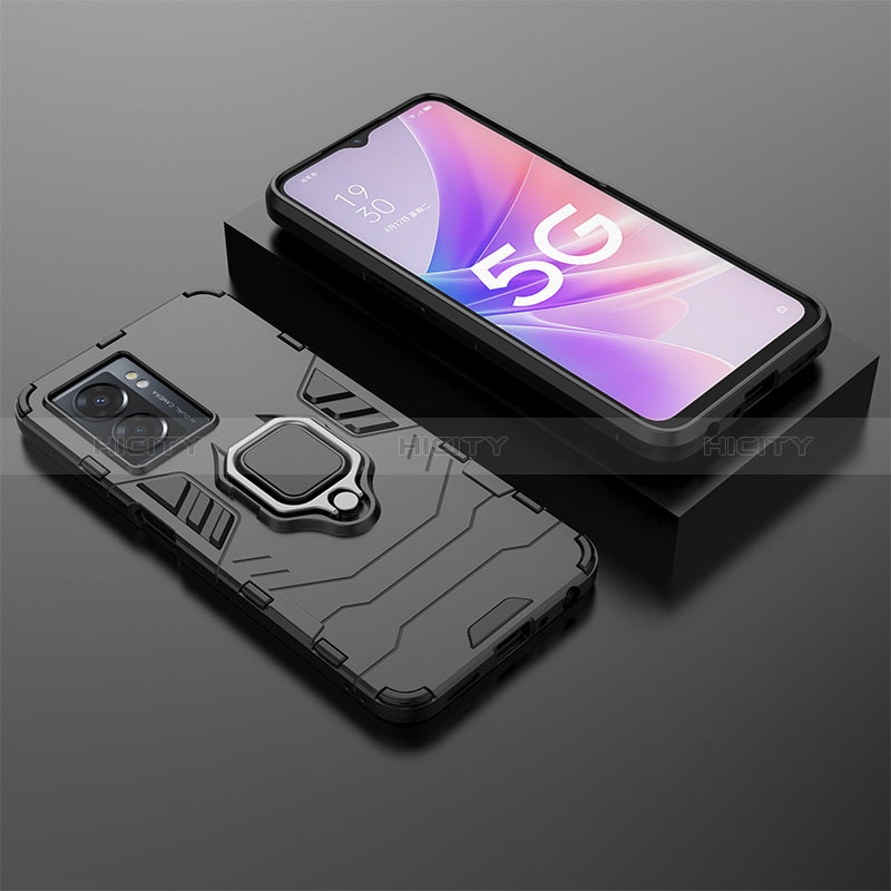 Funda Bumper Silicona y Plastico Mate Carcasa con Magnetico Anillo de dedo Soporte S01 para Oppo A77 5G