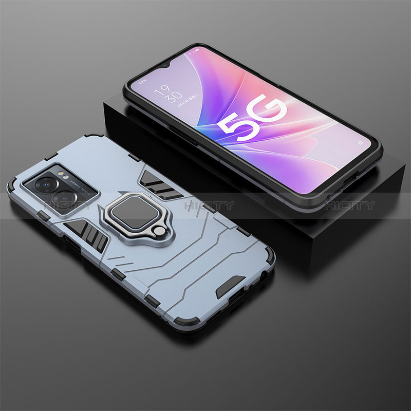 Funda Bumper Silicona y Plastico Mate Carcasa con Magnetico Anillo de dedo Soporte S01 para Oppo A77 5G