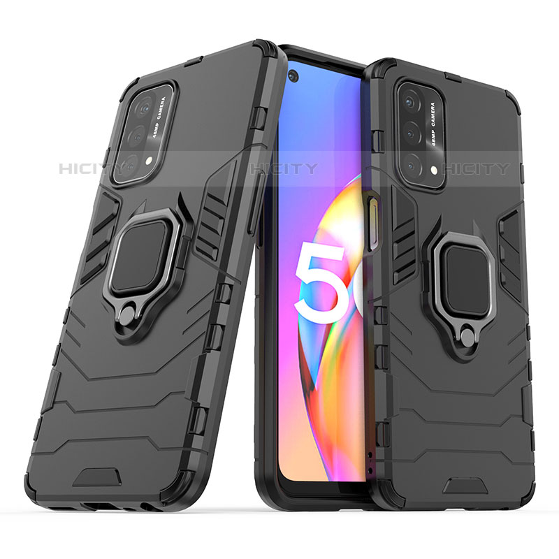 Funda Bumper Silicona y Plastico Mate Carcasa con Magnetico Anillo de dedo Soporte S01 para Oppo A93 5G