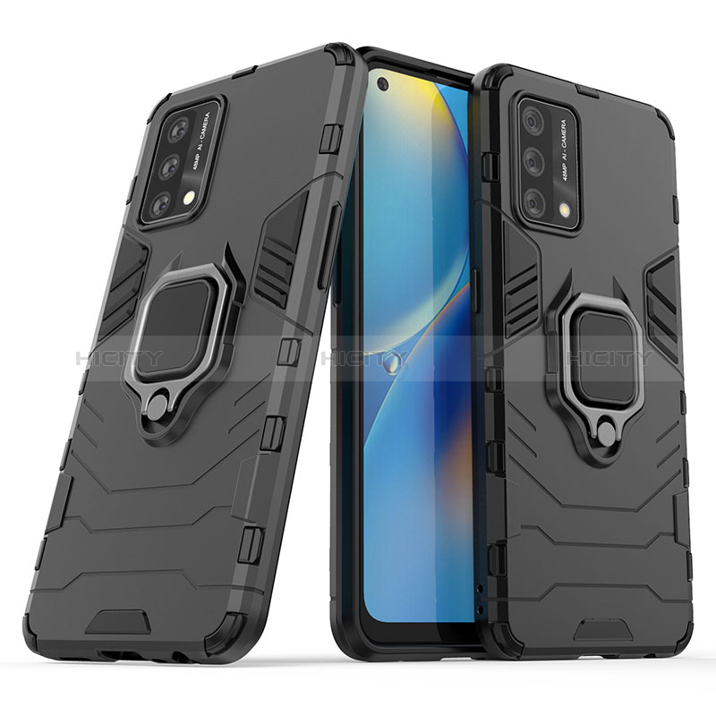 Funda Bumper Silicona y Plastico Mate Carcasa con Magnetico Anillo de dedo Soporte S01 para Oppo A95 4G