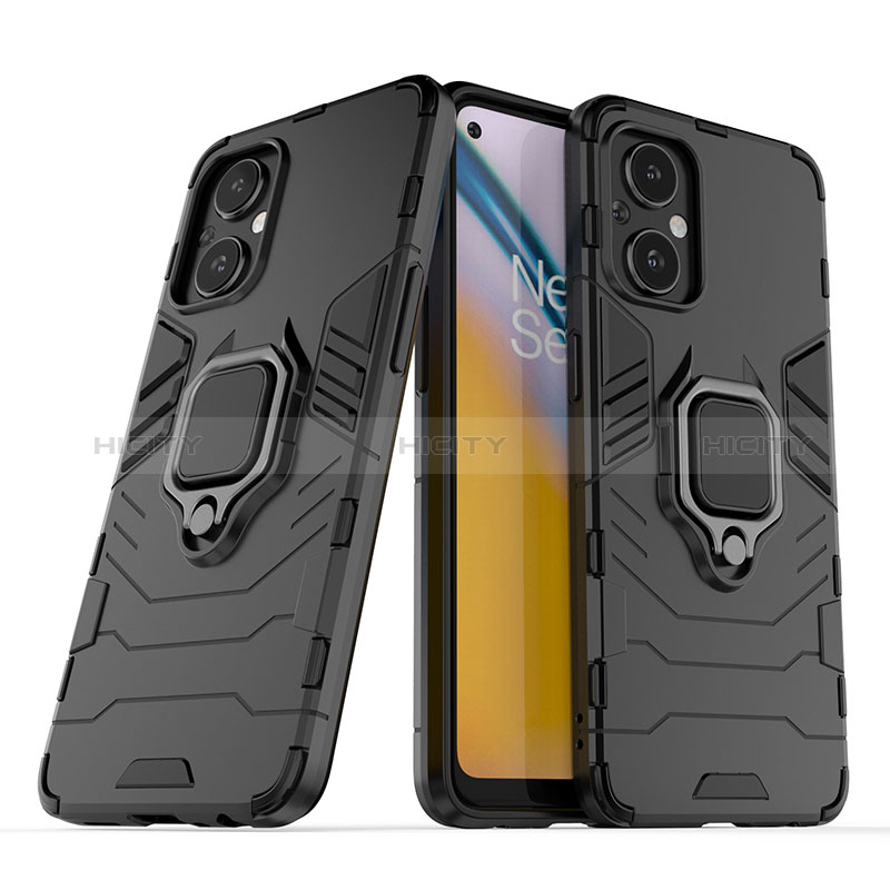 Funda Bumper Silicona y Plastico Mate Carcasa con Magnetico Anillo de dedo Soporte S01 para Oppo A96 5G