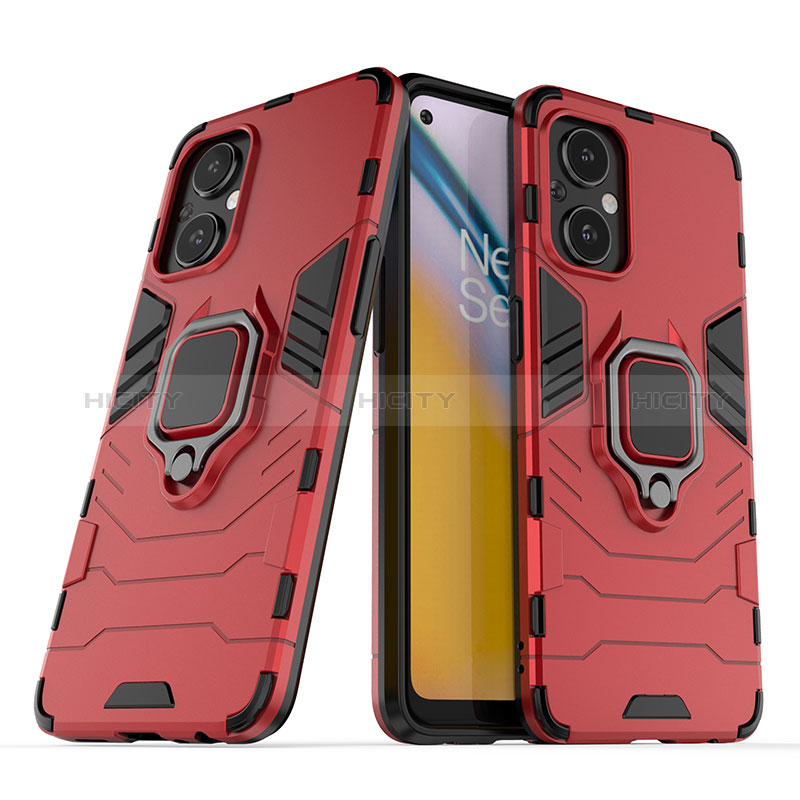 Funda Bumper Silicona y Plastico Mate Carcasa con Magnetico Anillo de dedo Soporte S01 para Oppo A96 5G