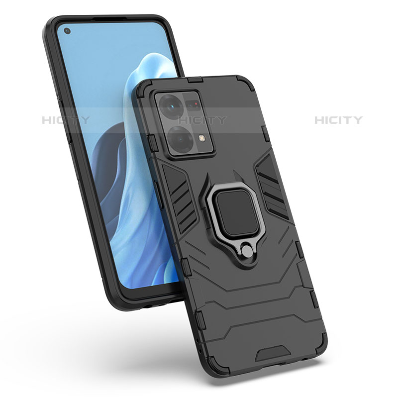 Funda Bumper Silicona y Plastico Mate Carcasa con Magnetico Anillo de dedo Soporte S01 para Oppo F21 Pro 4G