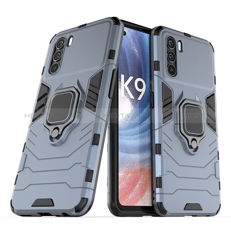 Funda Bumper Silicona y Plastico Mate Carcasa con Magnetico Anillo de dedo Soporte S01 para Oppo K9 Pro 5G