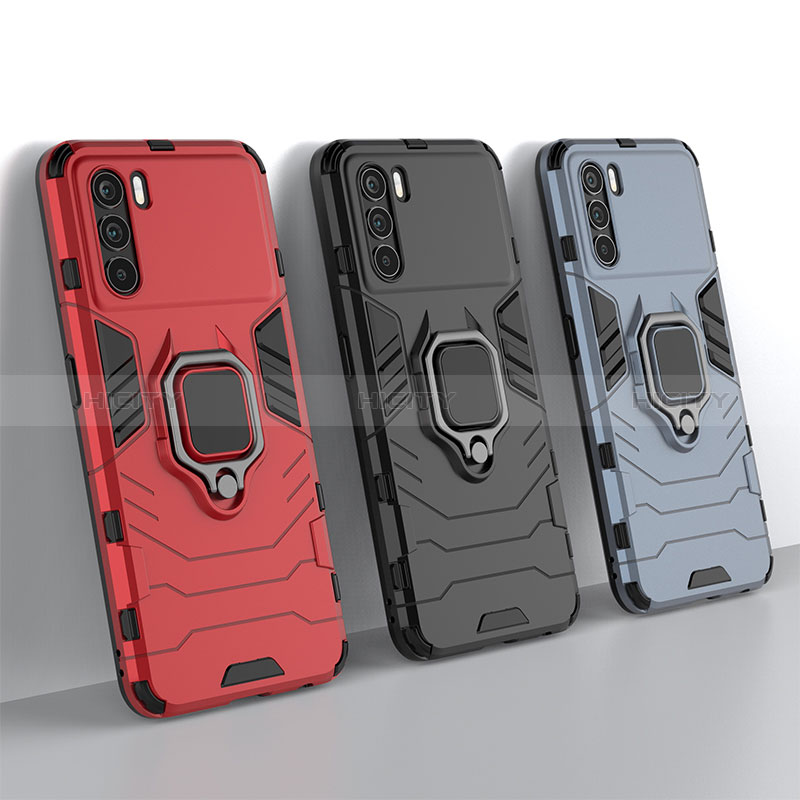 Funda Bumper Silicona y Plastico Mate Carcasa con Magnetico Anillo de dedo Soporte S01 para Oppo K9 Pro 5G