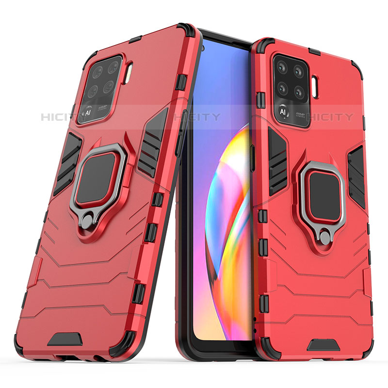 Funda Bumper Silicona y Plastico Mate Carcasa con Magnetico Anillo de dedo Soporte S01 para Oppo Reno5 Lite