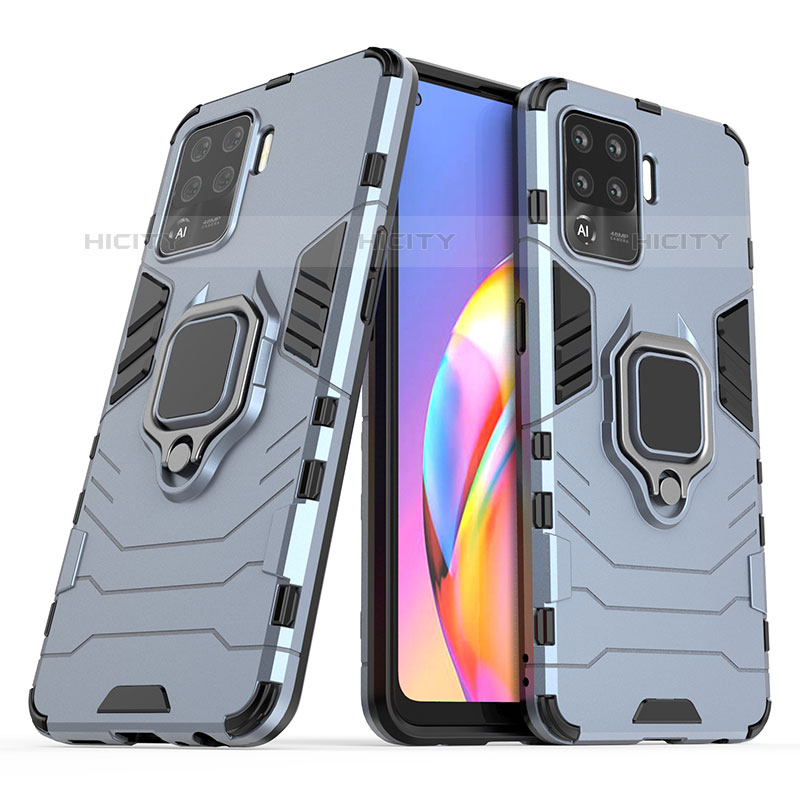 Funda Bumper Silicona y Plastico Mate Carcasa con Magnetico Anillo de dedo Soporte S01 para Oppo Reno5 Lite