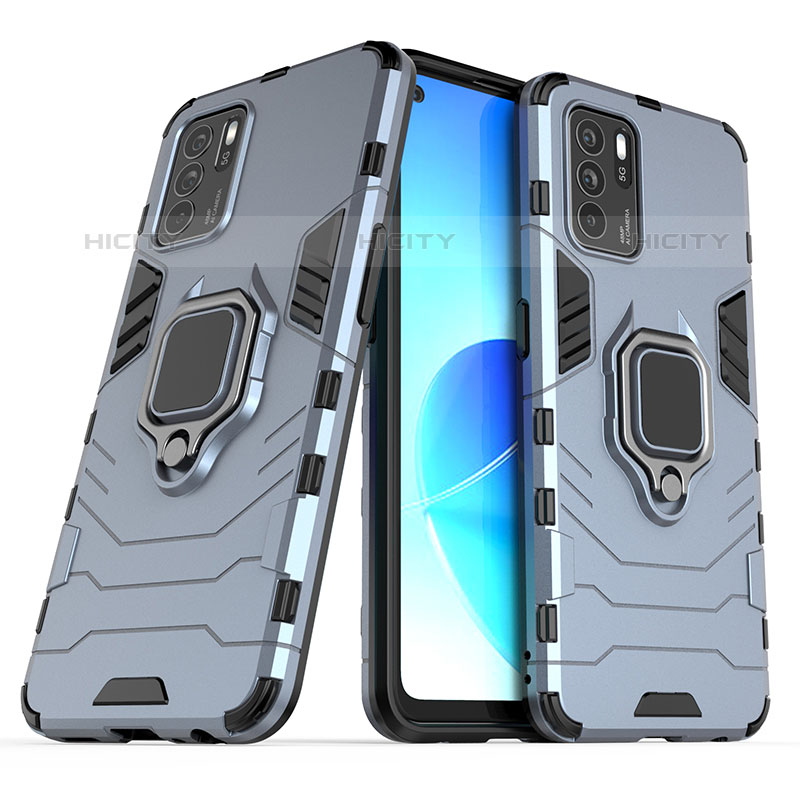 Funda Bumper Silicona y Plastico Mate Carcasa con Magnetico Anillo de dedo Soporte S01 para Oppo Reno6 Z 5G