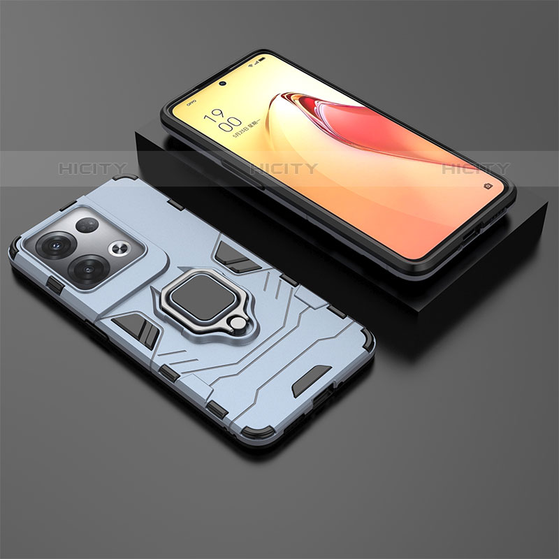 Funda Bumper Silicona y Plastico Mate Carcasa con Magnetico Anillo de dedo Soporte S01 para Oppo Reno8 Pro 5G