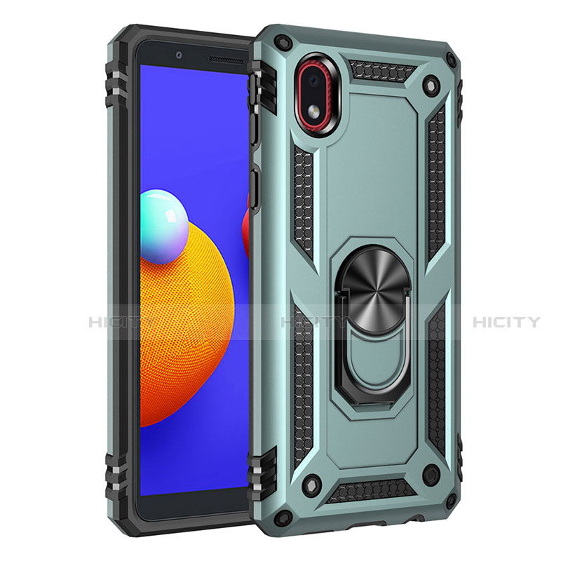 Funda Bumper Silicona y Plastico Mate Carcasa con Magnetico Anillo de dedo Soporte S01 para Samsung Galaxy A01 Core