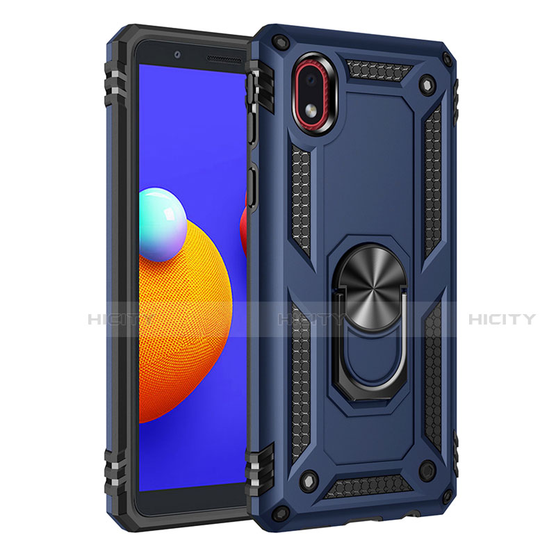 Funda Bumper Silicona y Plastico Mate Carcasa con Magnetico Anillo de dedo Soporte S01 para Samsung Galaxy A01 Core