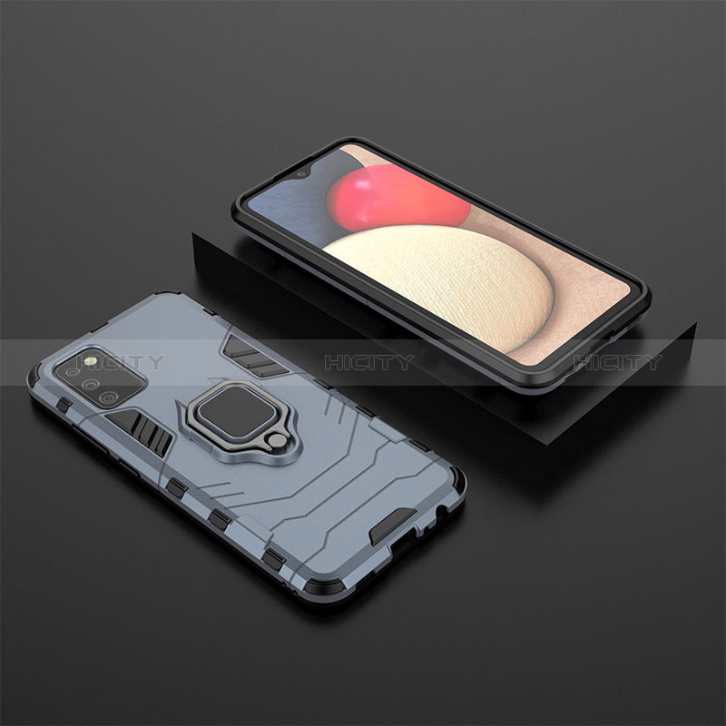 Funda Bumper Silicona y Plastico Mate Carcasa con Magnetico Anillo de dedo Soporte S01 para Samsung Galaxy A02s